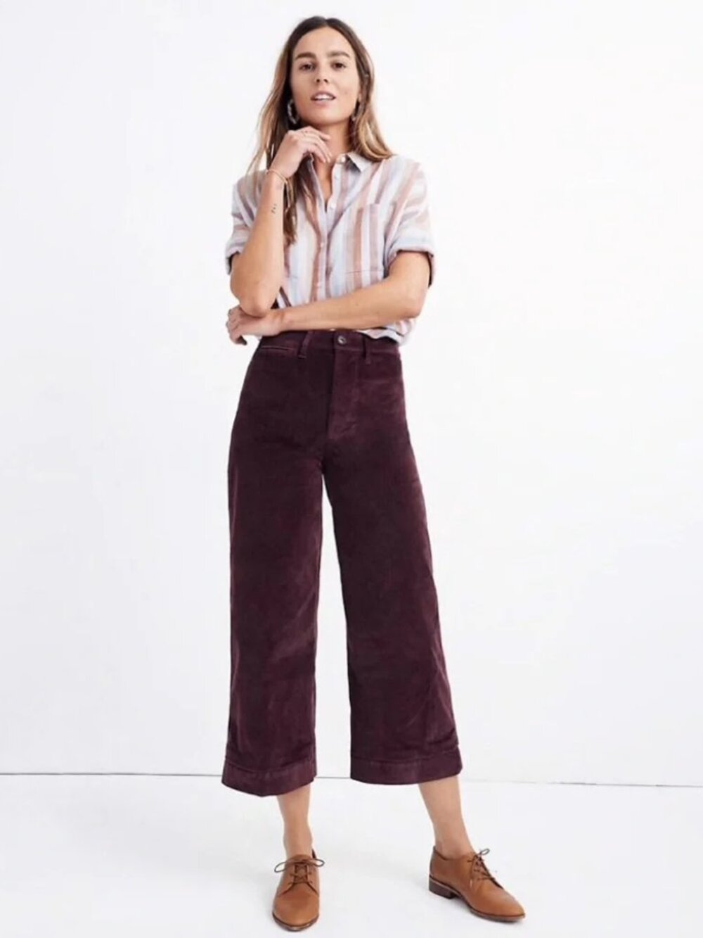 Madewell Emmett Wide-Leg Crop Pants in Velveteen Size 28